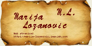 Marija Lozanović vizit kartica
